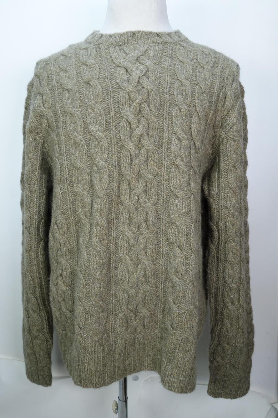 Abercrombie & Fitch Cable Knit Wool Sweater Mens XL Green Crew Neck Pullover